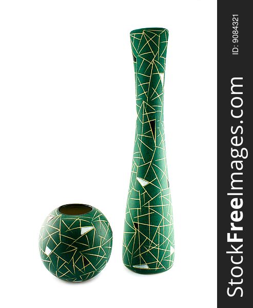 Two Green Vases Isolated