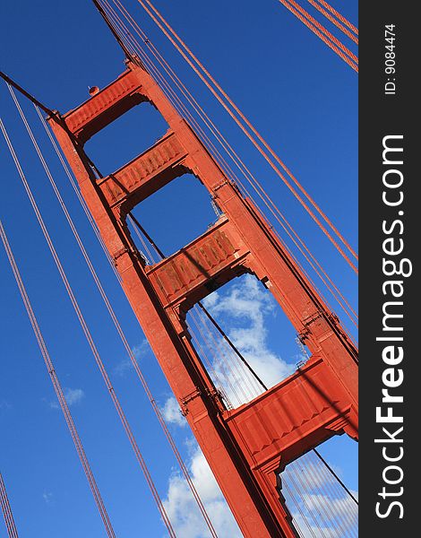 USA, San Francisco- Golden Gate Bridge angled portrait. USA, San Francisco- Golden Gate Bridge angled portrait
