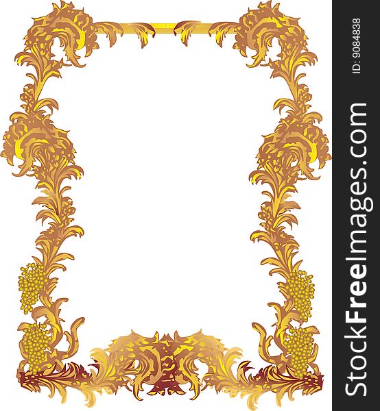 Golden Frame With Grapes