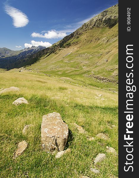 Mountain landscape in Ip Valley, Pyrenees, Spain