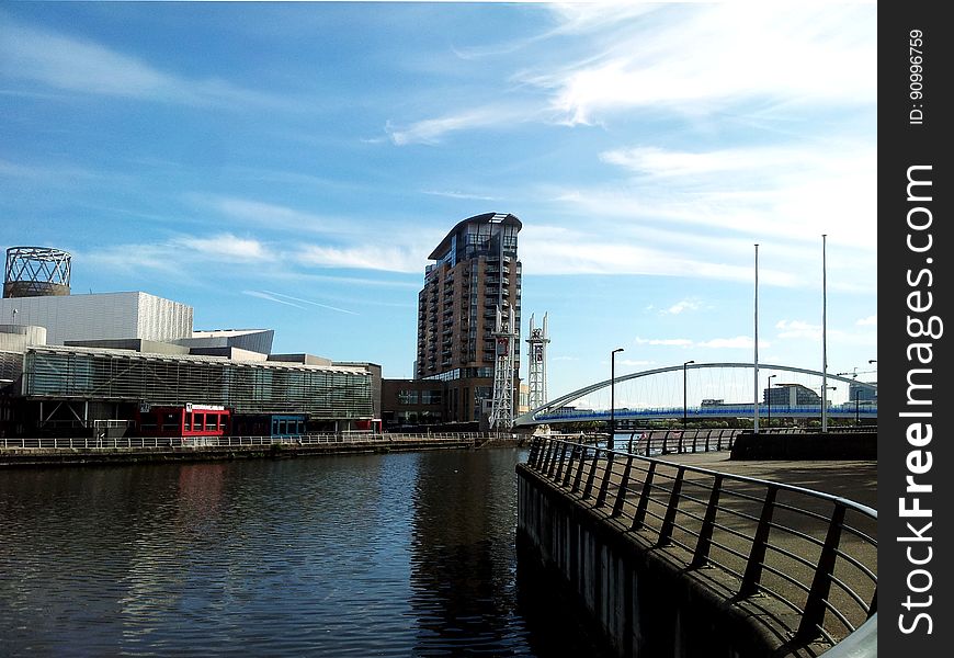 A city with river or harbor in the daylight. A city with river or harbor in the daylight.