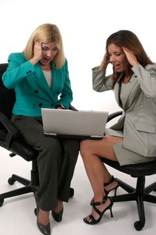 Two Business Women Working On Laptop 6 Royalty Free Stock Photography Two Business Women Working On Laptop 6 Royalty Free Stock Photography