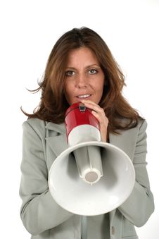 Attractive Business Woman With Megaphone 3 Stock Photos Attractive Business Woman With Megaphone 3 Stock Photos