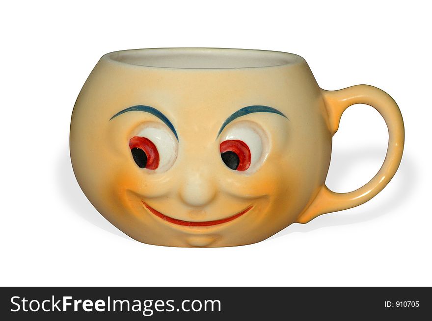 Cup with smiling face (clipping path). Cup with smiling face (clipping path)