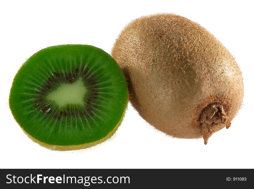 Fresh kiwi isolated on white and clipping path included
