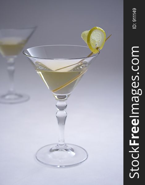 Martini glasses and lemon. Martini glasses and lemon