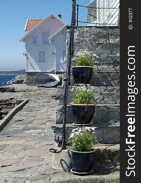 House and flowers in Loshavn, Norway