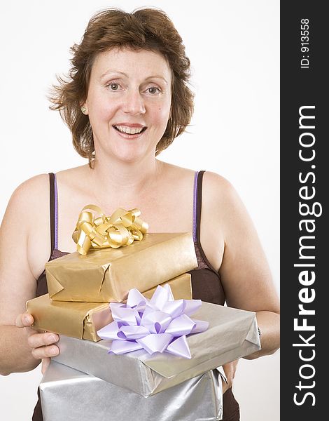 Lady giving presents