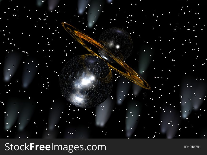 A space anomaly with stars and comets