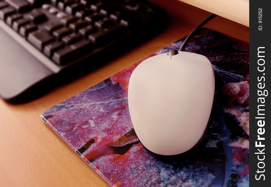 Part of workplace with keyboard and mouse. Part of workplace with keyboard and mouse