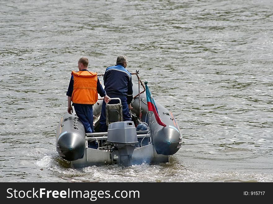 The life boat patrols coast. The life boat patrols coast