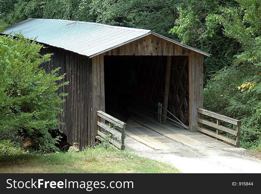 Photographed an old wooden covered bridge in Georgia. Photographed an old wooden covered bridge in Georgia.