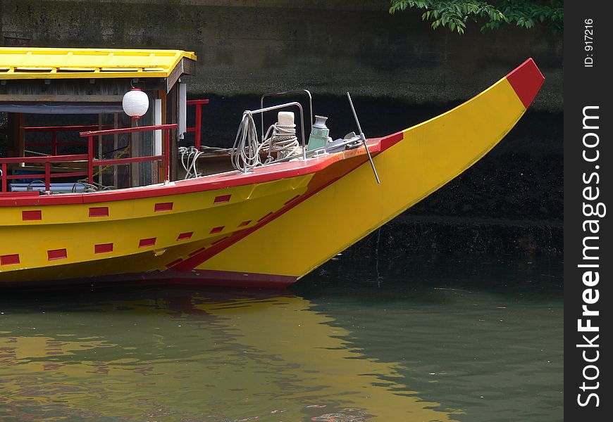 Yellow japanese restaurant ship with lampion. Yellow japanese restaurant ship with lampion