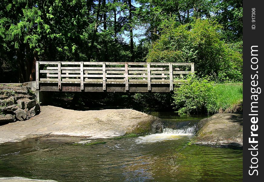 Footbridge over a small creek. Footbridge over a small creek