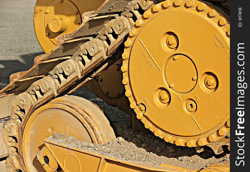 Track and gears of bulldozer. Track and gears of bulldozer