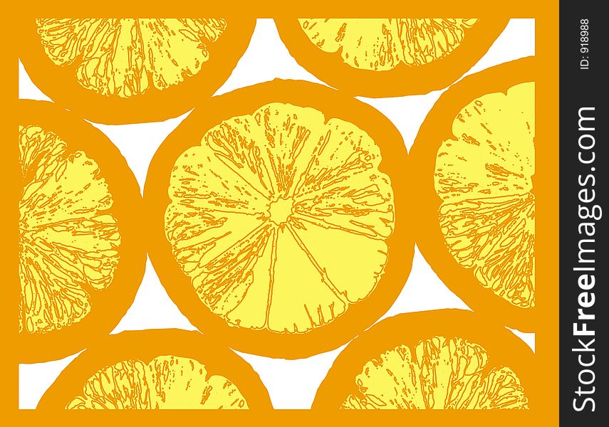 Slices of orange citrus fruit against a white background