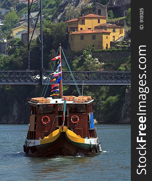 Boat on the river in Porto (Portugal). Boat on the river in Porto (Portugal)