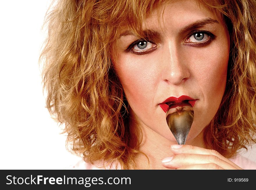 Woman eats Ice cream