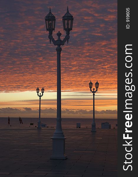 Streetlamp at sunrise