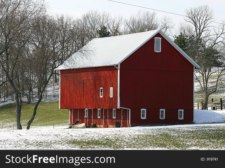 Painted Red Barn In The Country