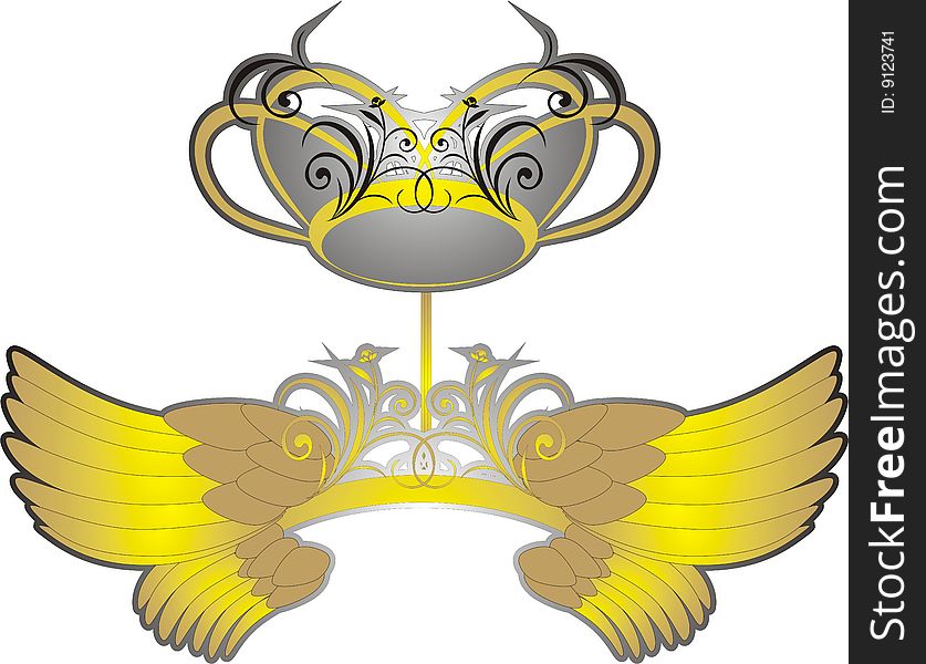 Wings and crown. Vector illustration