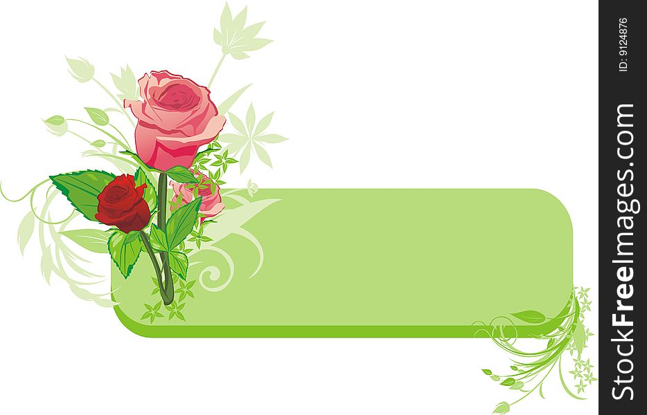 Bouquet of roses. Decorative banner. Vector illustration