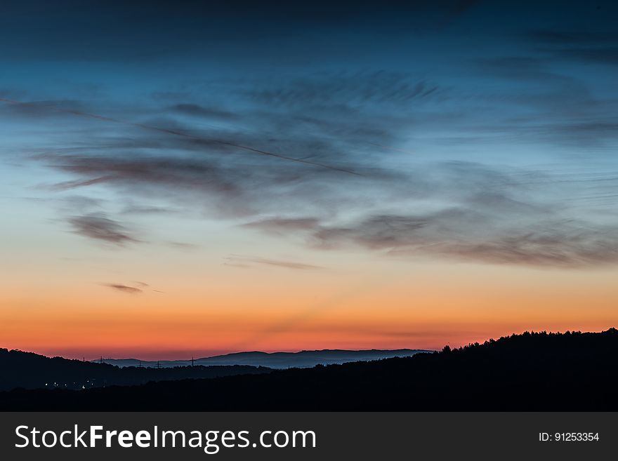 Silhouette of Mountain during Daytime