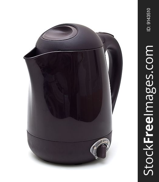 Modern electric kettle black on a white background.
search