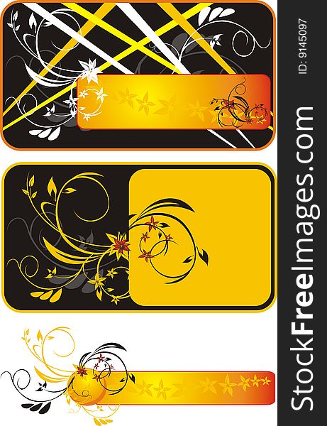 Three decorative floral banners