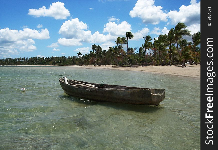 Boat at the coastline of Domenican republic