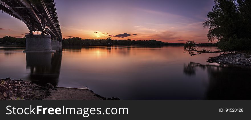 Bridge Spans At Sunset