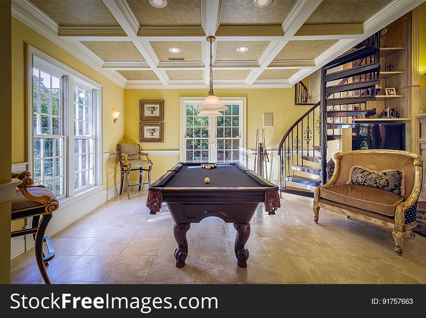 Billiard table in elegant room
