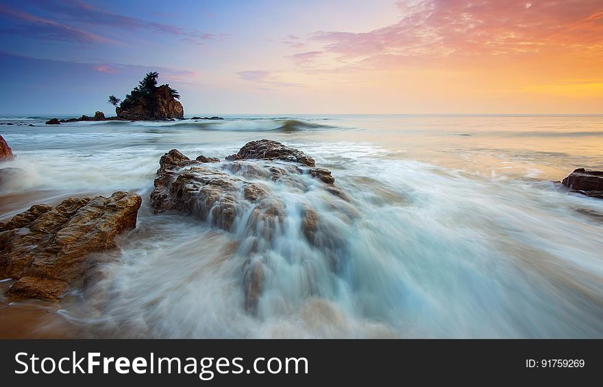 Scenic View of Sea during Sunset