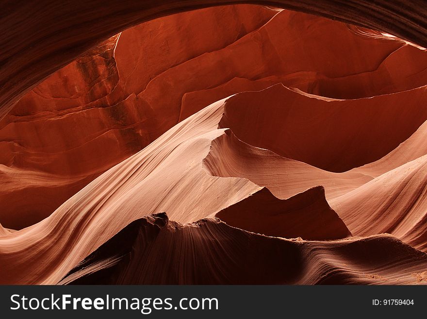 Scenic view of rock formations in Antelope Canyon, Arizona, USA. Scenic view of rock formations in Antelope Canyon, Arizona, USA.