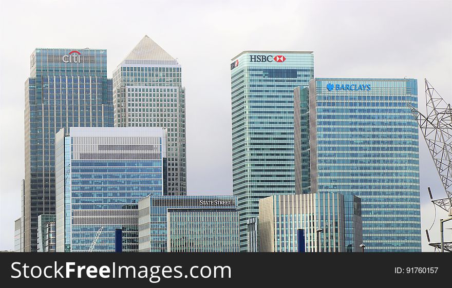 The buildings of the major banks in the city of London, England. The buildings of the major banks in the city of London, England.