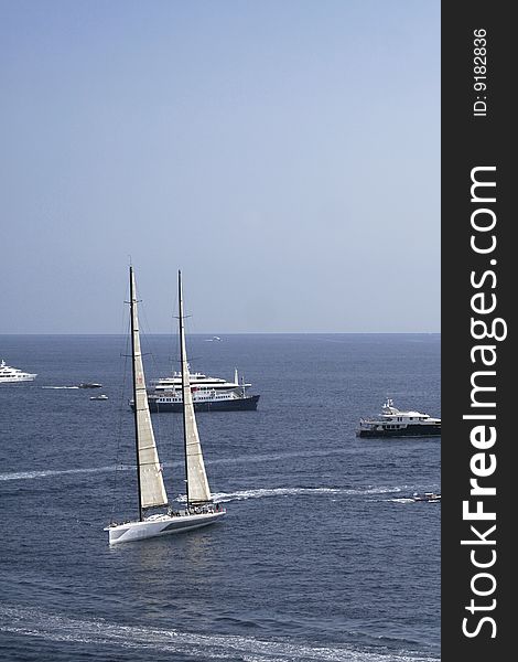 Monte Carlo, Monaco Harbour with Sail boat