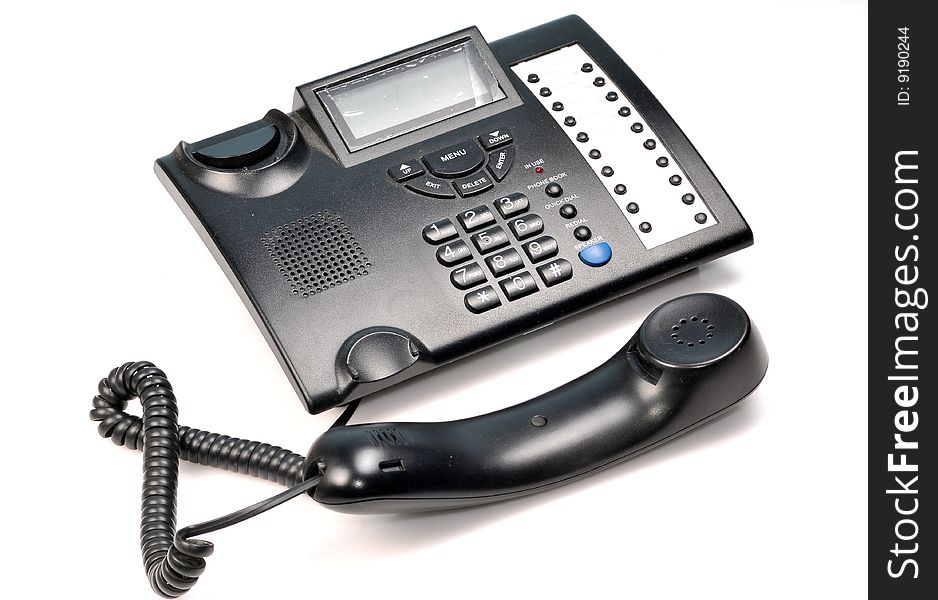 Telephone with reciever on hold position.