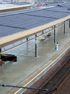 Alone At Railway Station Platform Royalty Free Stock Image Alone At Railway Station Platform Royalty Free Stock Image