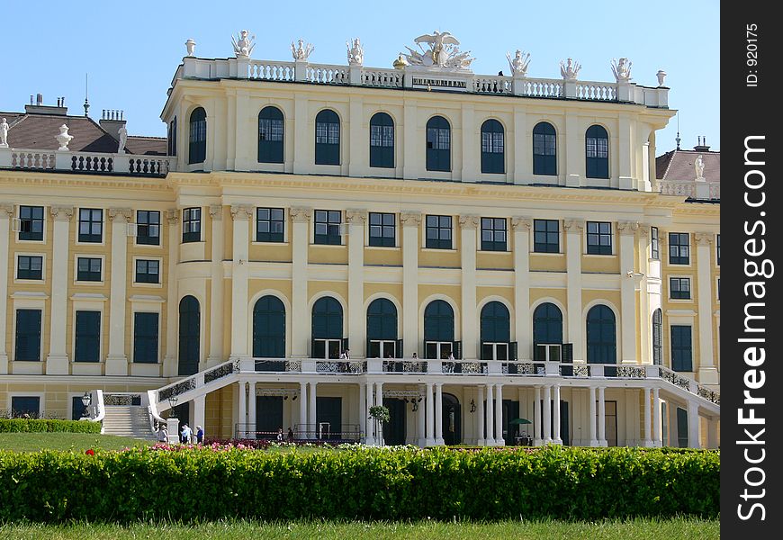 Facade of the castle schoenbrunn in vienna