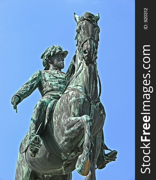 Bronze cavalier statue in Vienna. Bronze cavalier statue in Vienna