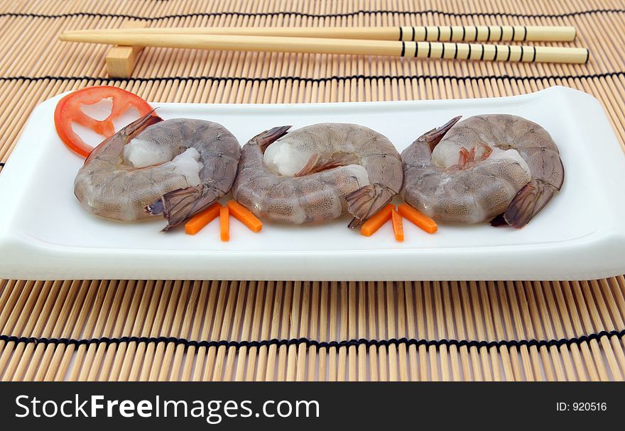 Japanese food - Gourmet raw sushi king tiger prawns