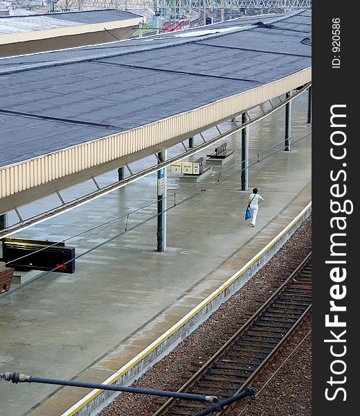 Alone at railway station platform