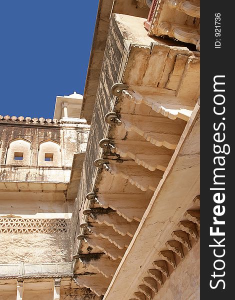 Part of Amber Fort, Muslim palace in Jaipur, India.