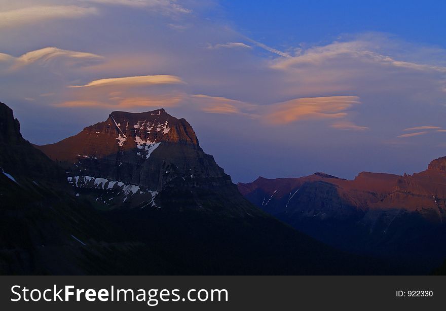This picture was taken from Logan Pass in Glacier National Park as the sun was setting in the west. This picture was taken from Logan Pass in Glacier National Park as the sun was setting in the west.