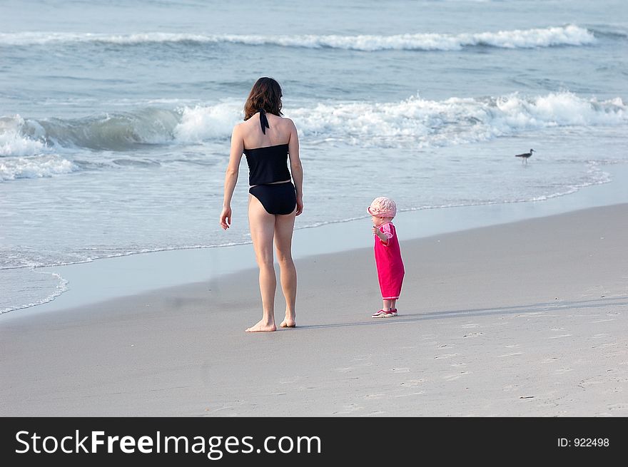 Mother and child at the beach. Mother and child at the beach