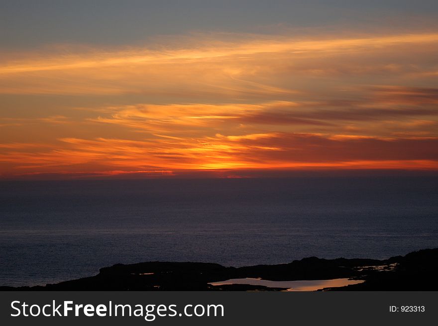 Winter sunrise at Levenwick in the Shetland Islands