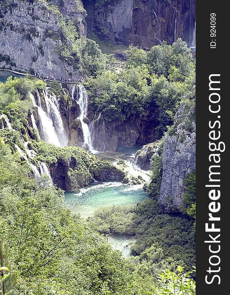 Waterfall and lake