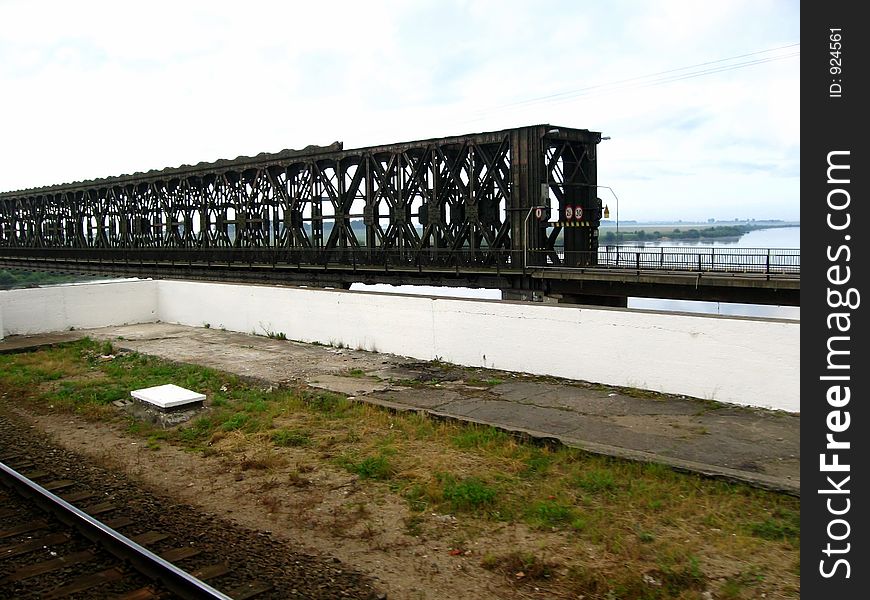 Make photo during ride on a train
bridge over river (r. WisÅ‚a near Tczew, Poland)