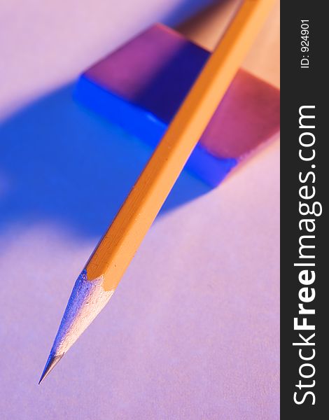 Pencil and eraser. Pencil and eraser