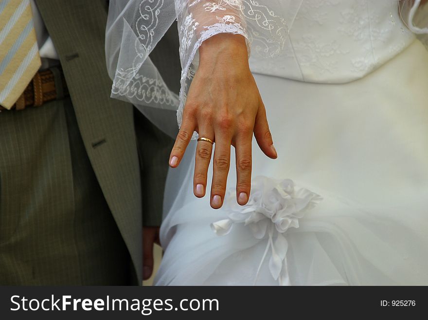 Female hand with a wedding ring